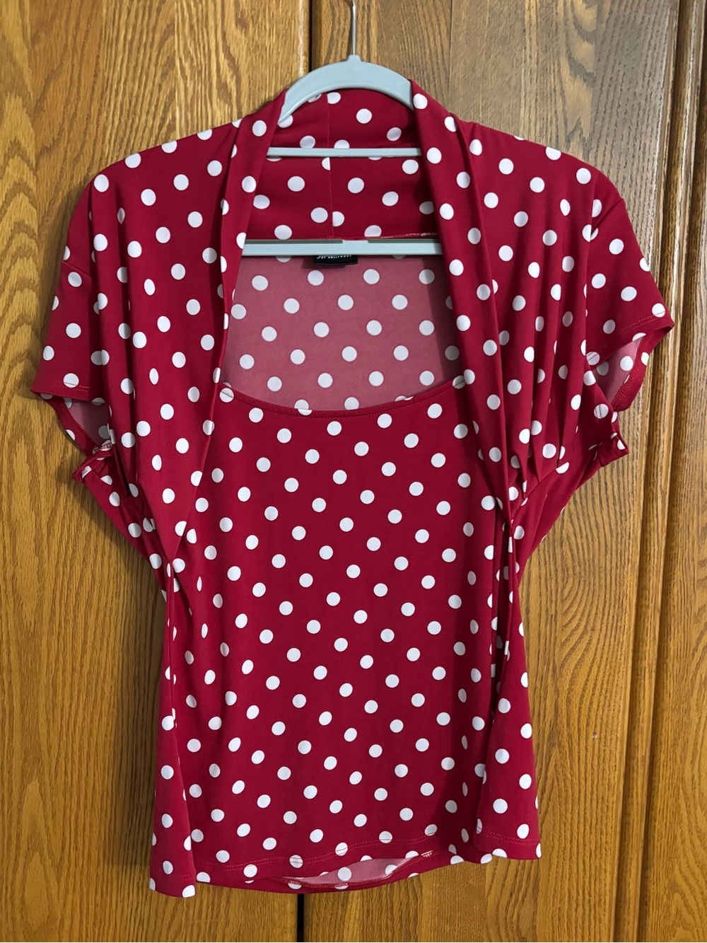 Frederick's of Hollywood Retro Red Polka Dot Short Sleeve Top
